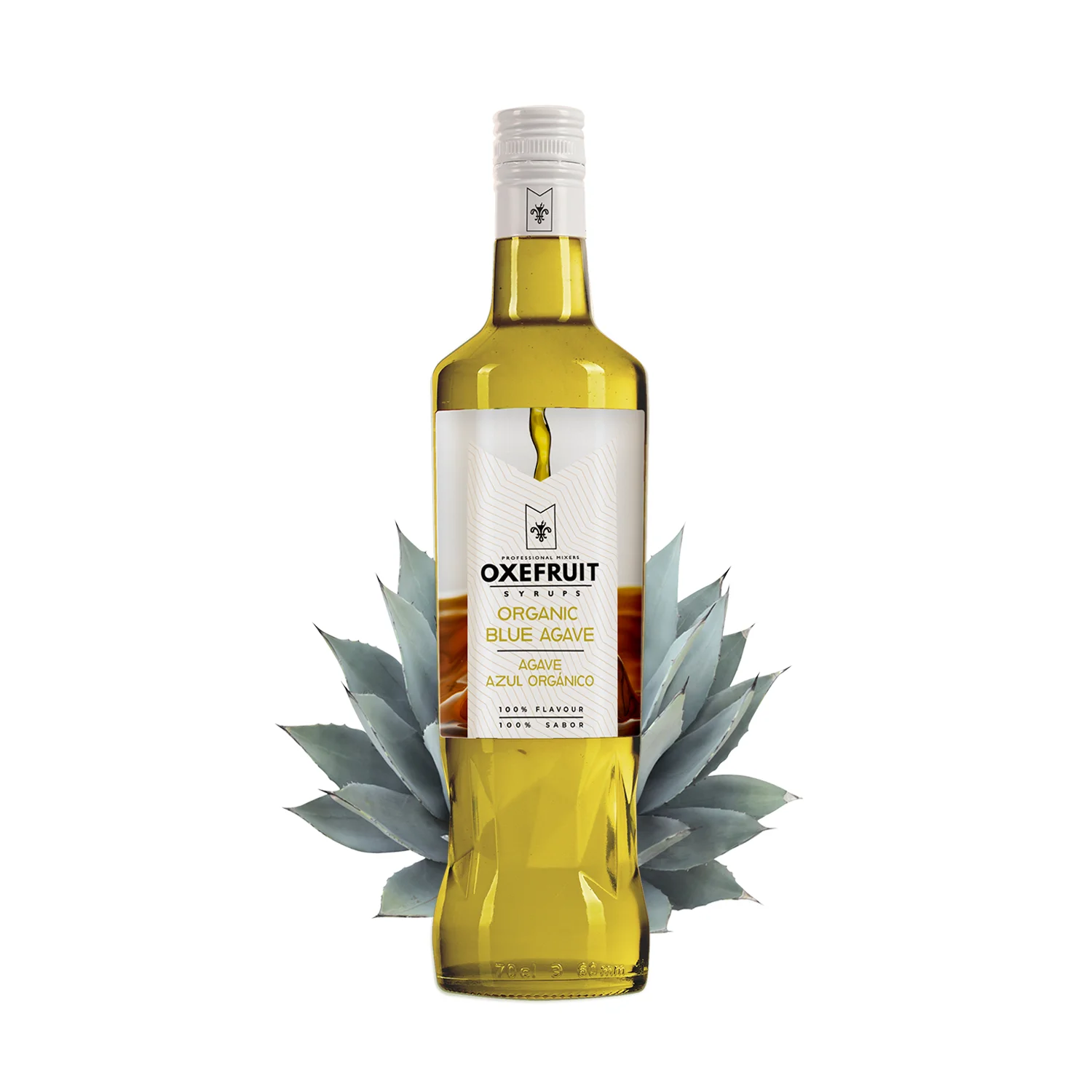 Sirope de Agave Azul Oxefruit 100% Orgánico para Cócteles, Mocktails y Repostería - Botella de Vidrio, Sabor Dulce a Miel con Toques Herbáceos