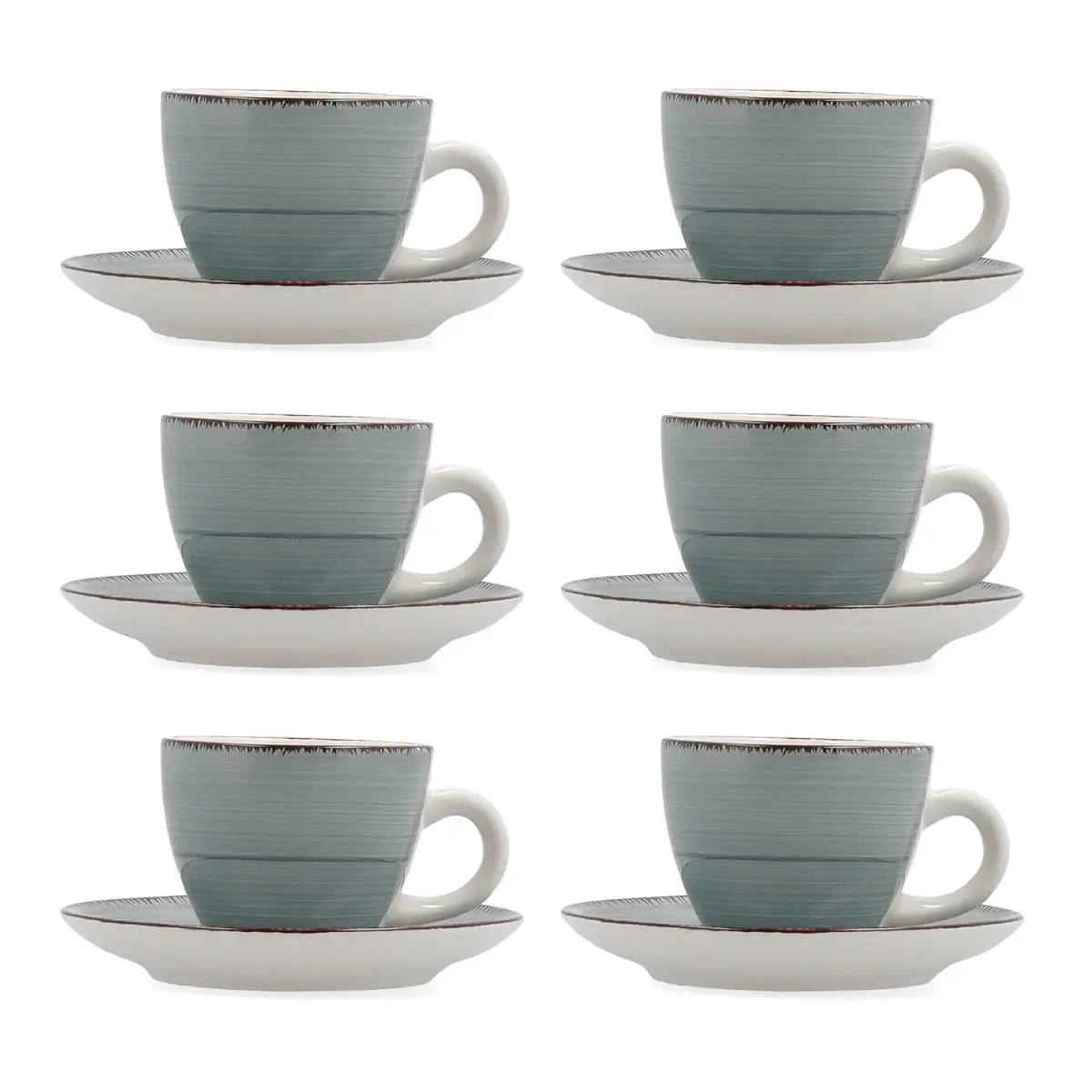 Quid Set De 6 Tazas Con Platillo Cerámica 9Cl Vita Morning, Apto Microondas Turquesa , Leroy Merlin - Imagen 2