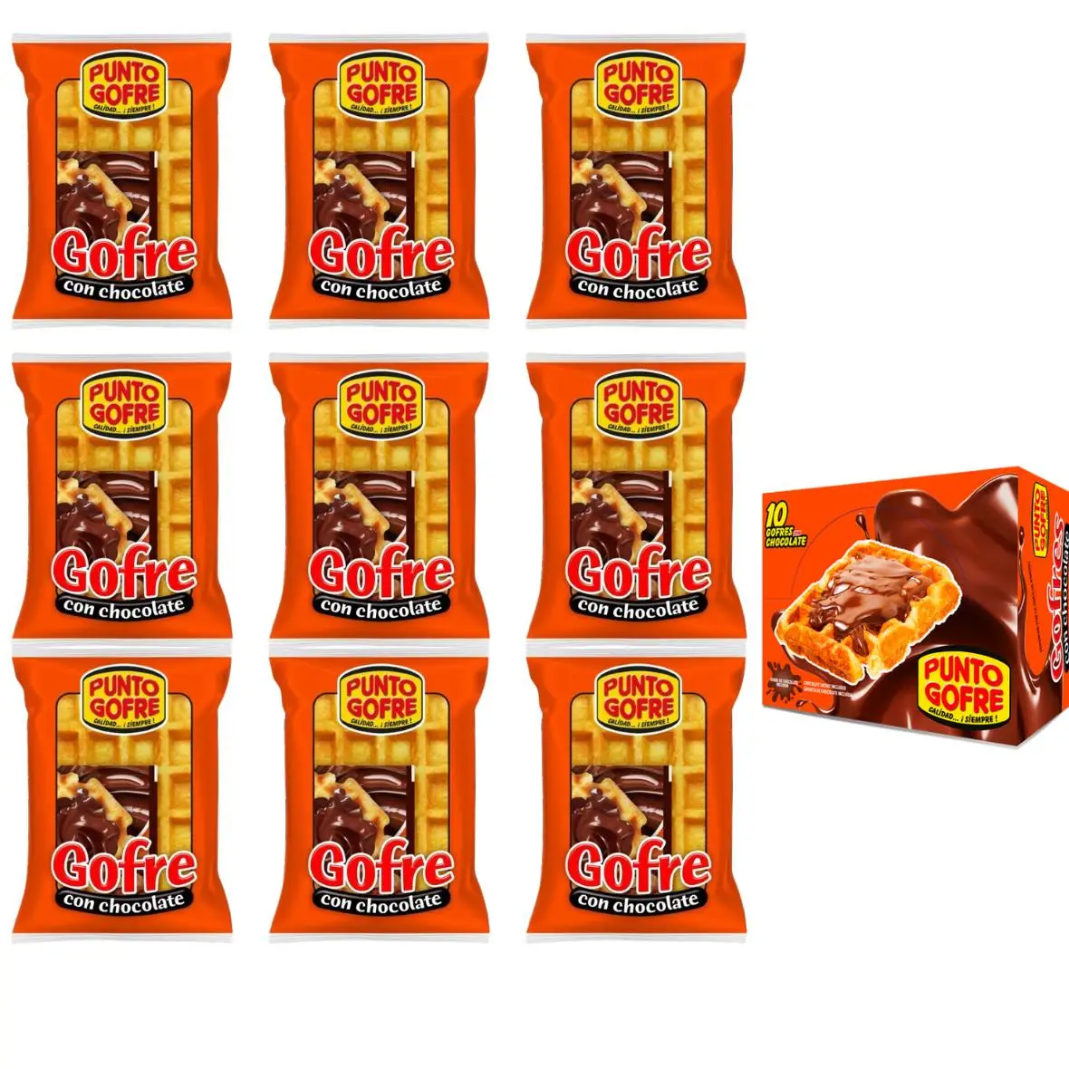 Punto Gofre - Gofres con bolsas de Chocolate individuales - 10 unidades