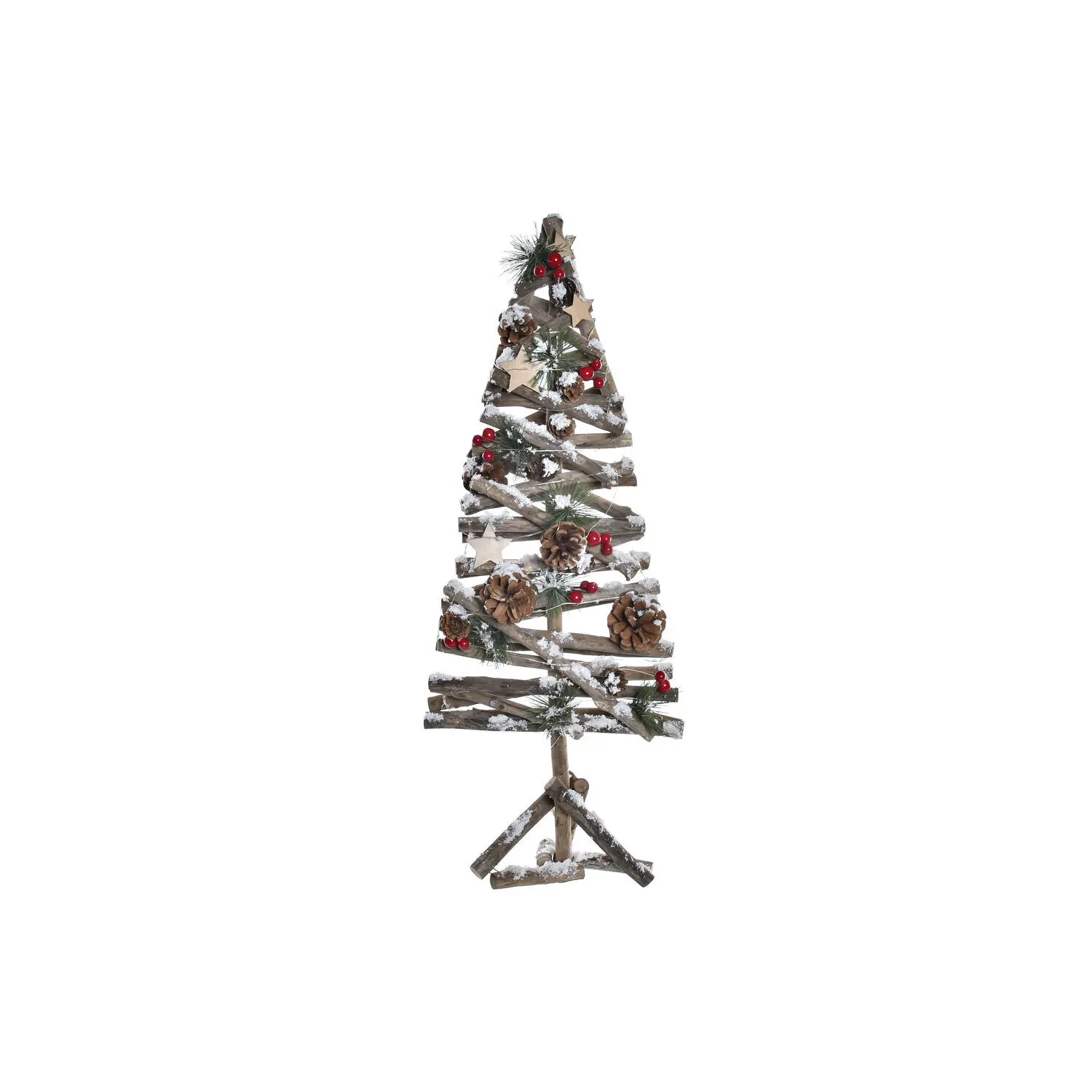 Arbol madera led 28x28x70 nevado marron , Navidad alpina. La mejor decoración de navidad para tu hogar.