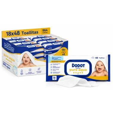 Toallitas Dodot Pure Aqua con Tapita Pack Ahorro 864 Uds (18x48) – Nuevo Formato Más Grueso y Resistente — oferta en AliExpress