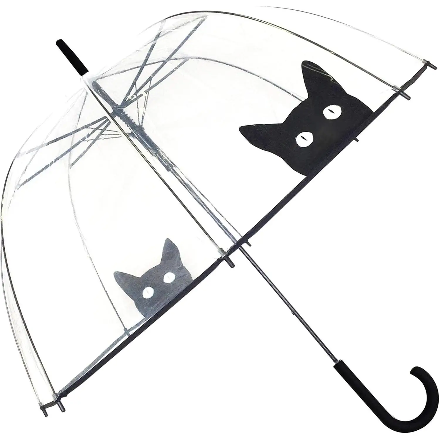 Borinot el Gato - Paraguas largo Gato - Paraguas Burbuja Transparente Automático – Diámetro 85 cm