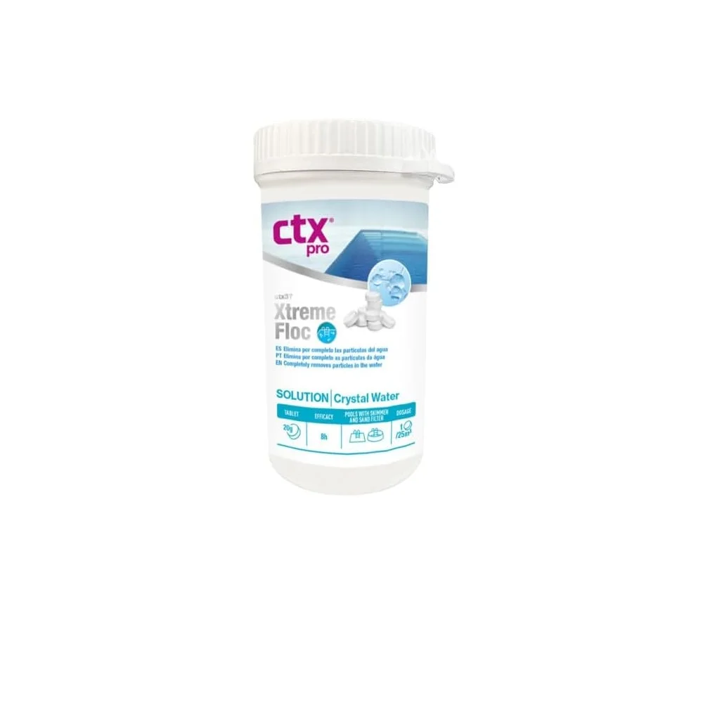 CTX-37 Xtreme Floc - Floculante y Coagulante en Tabletas de 20g (5 tabletas por Cada Bote) Alta Eficacia, Mejora Filtración y Claridad del Agua