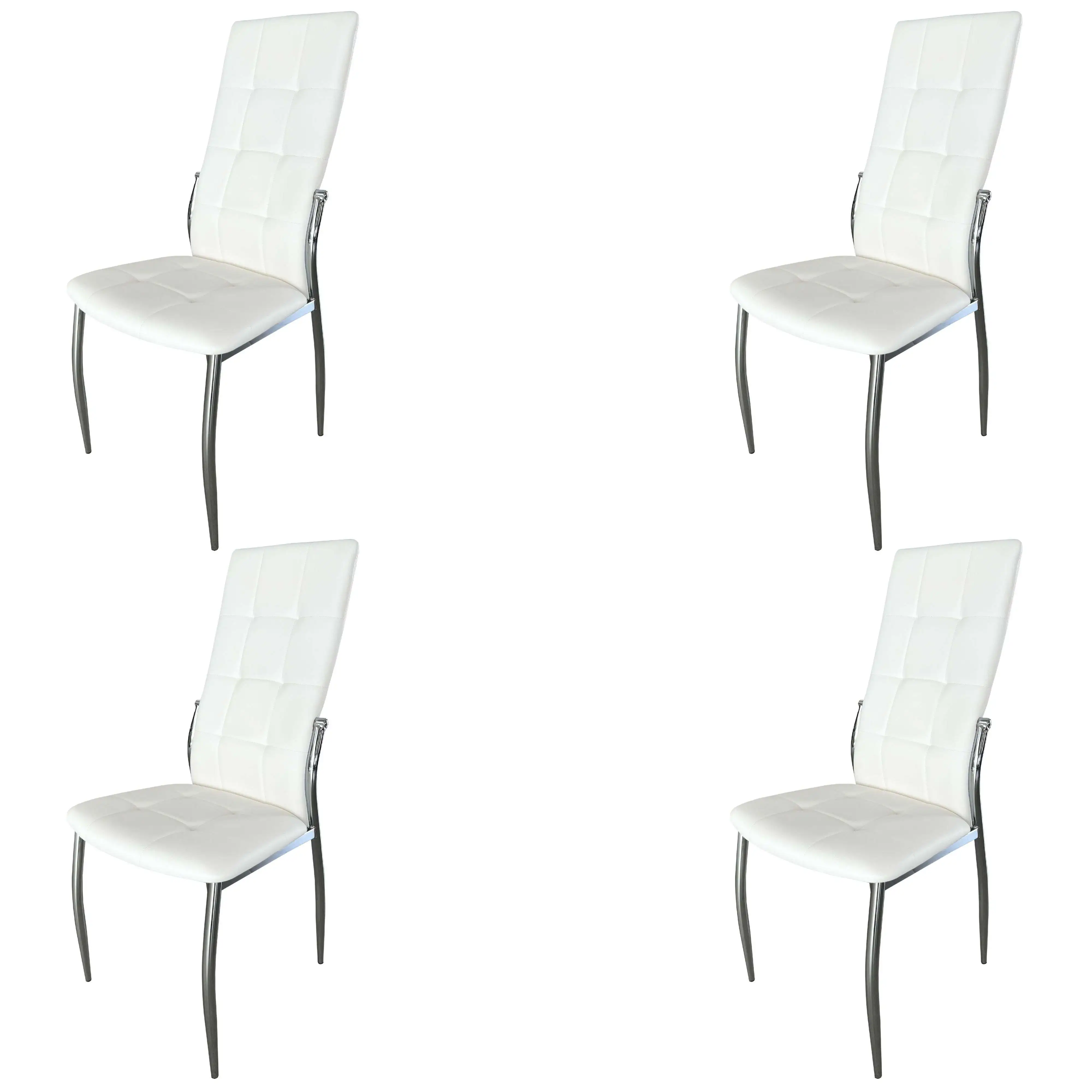Miroytengo Pack 4 Sillas Comedor Laci Estilo Moderno Polipiel Cromadas Blanco 101x51x45 cm