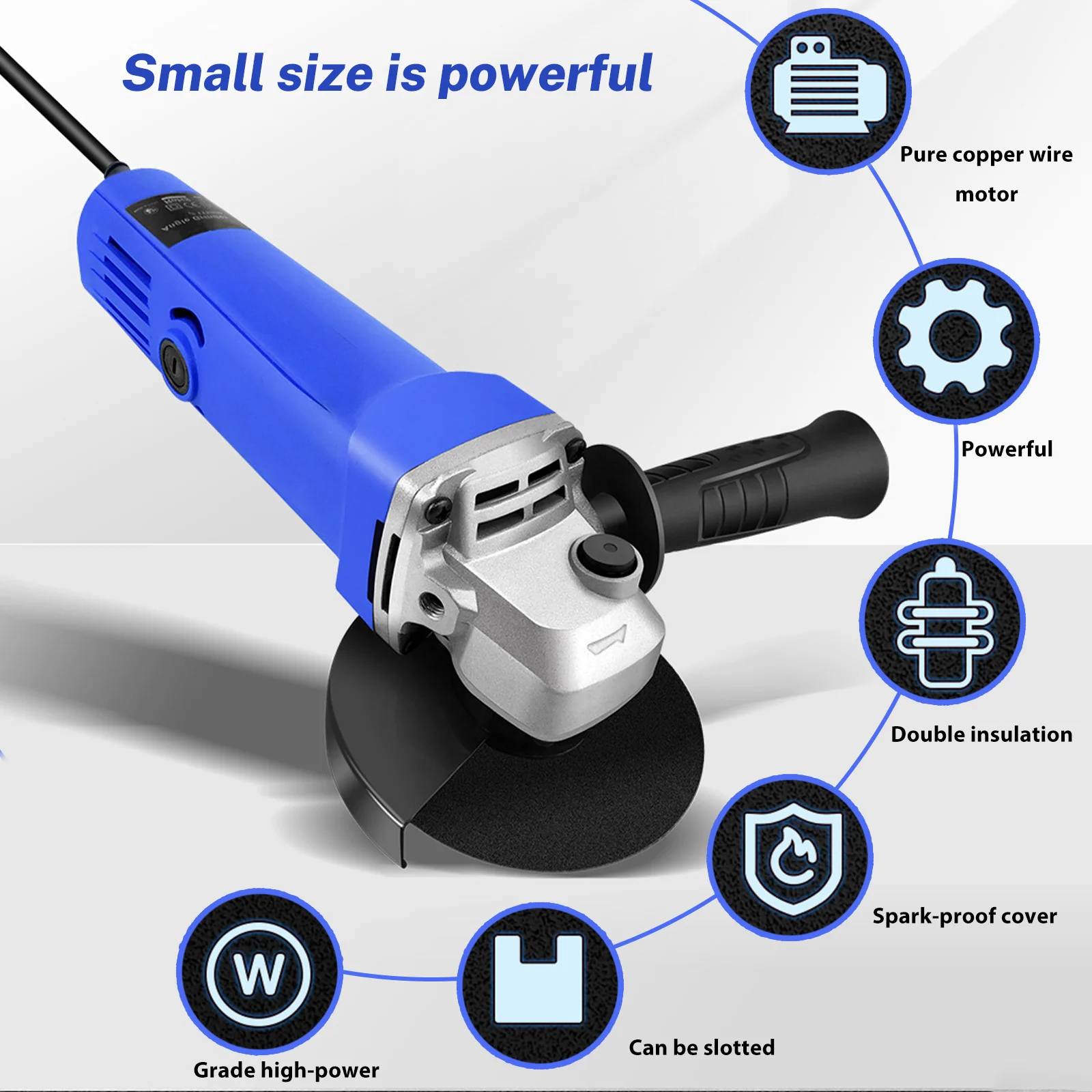 700W 115MM Electric Angle Grinder 220V Corded Grinding Machine Stepless Speeds 11000RPM Electric Grinding Cutting Polishing Power Tool