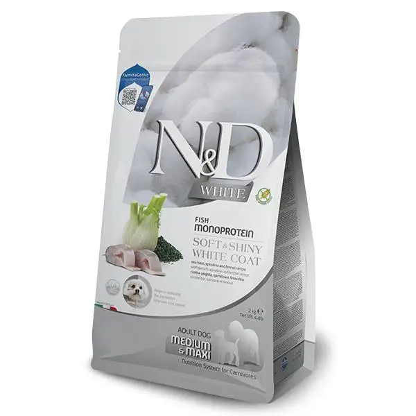 FARMINA N&D WHITE DOG LUBINA SPIRULINA MED/MAXI 7KG / Alimento completo para perros adultos