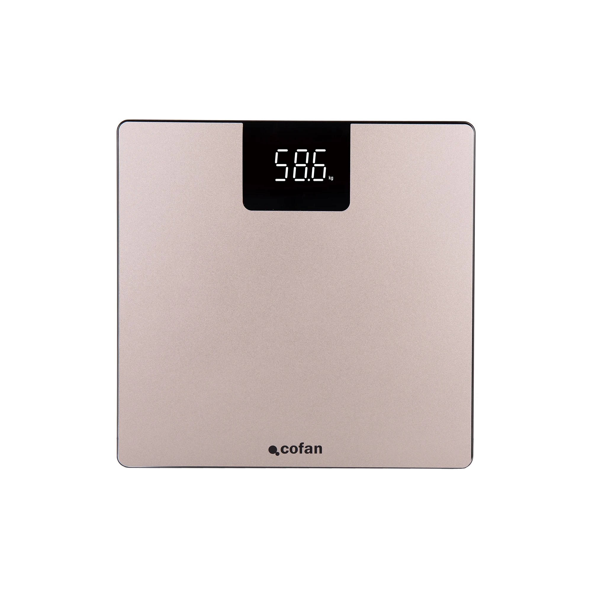Cofan Báscula de baño digital que mide grasa corporal · Báscula inteligente con carga USB · Medición precisa hasta 180 kg · 12 medidas corporales · Conexión: Bluetooth y App FitGo