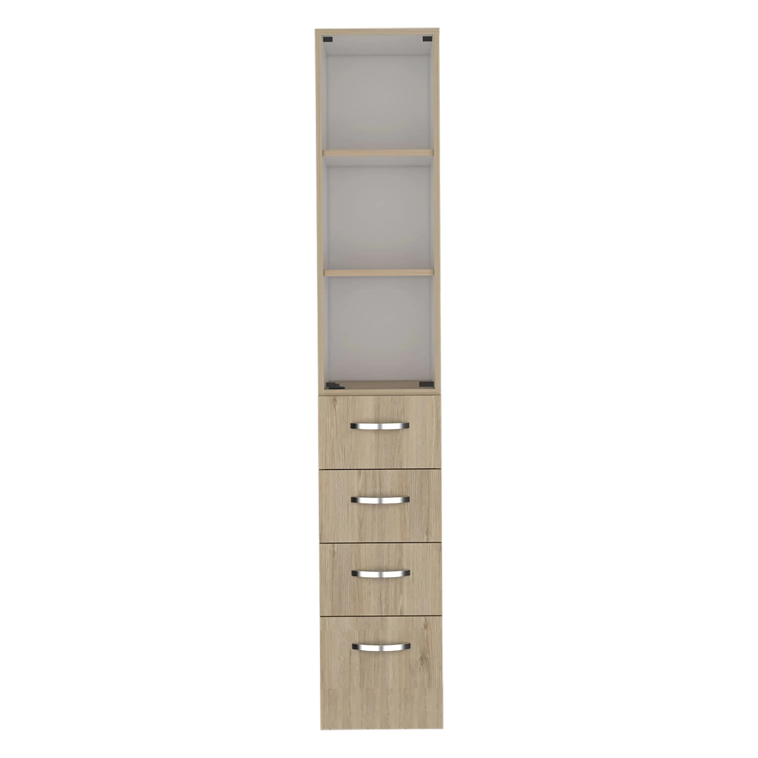 TUHOME Armario de Baño Vanguard, con cuatro cajones, Rovere / Blanco Madera manufacturada Baño-Almacenamiento