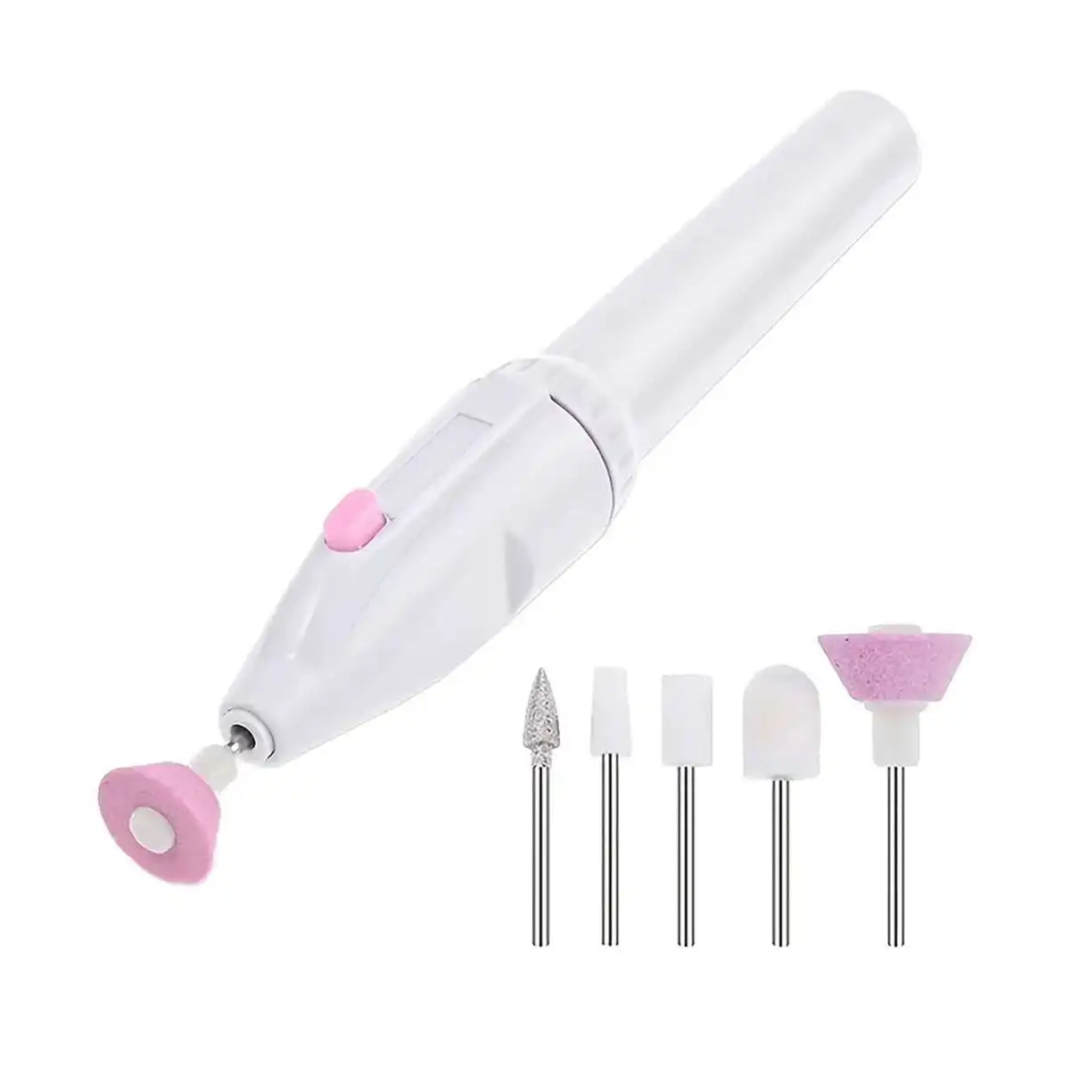 Almalux® Lima de Uñas Eléctrica Multifunción Portátil con 5 Cabezales Intercambiables para Manicura y Pedicura Profesional