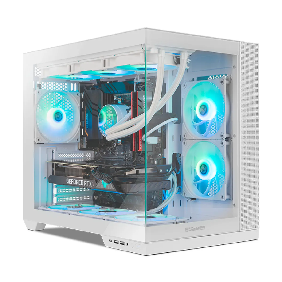 NOX XTREME PRODUCTS HUMMER ASTRA NEO WHITE - Semitorre ATX  M-ATX  ITX, Cristal templado panorámico frameless, Espacio para 9 ventiladores, Gráficas hasta 400mm, USB-C y USB 3.0, Blanco