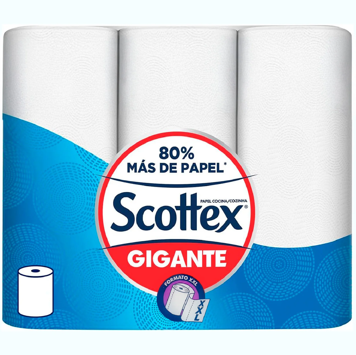 Scottex Papel de Cocina Gigante | Rollos XXL con 80% Más de Papel | Rollo de Cocina Multiusos, Alta Absorción y Resistencia | Certificación FSC | Formato Ahorro