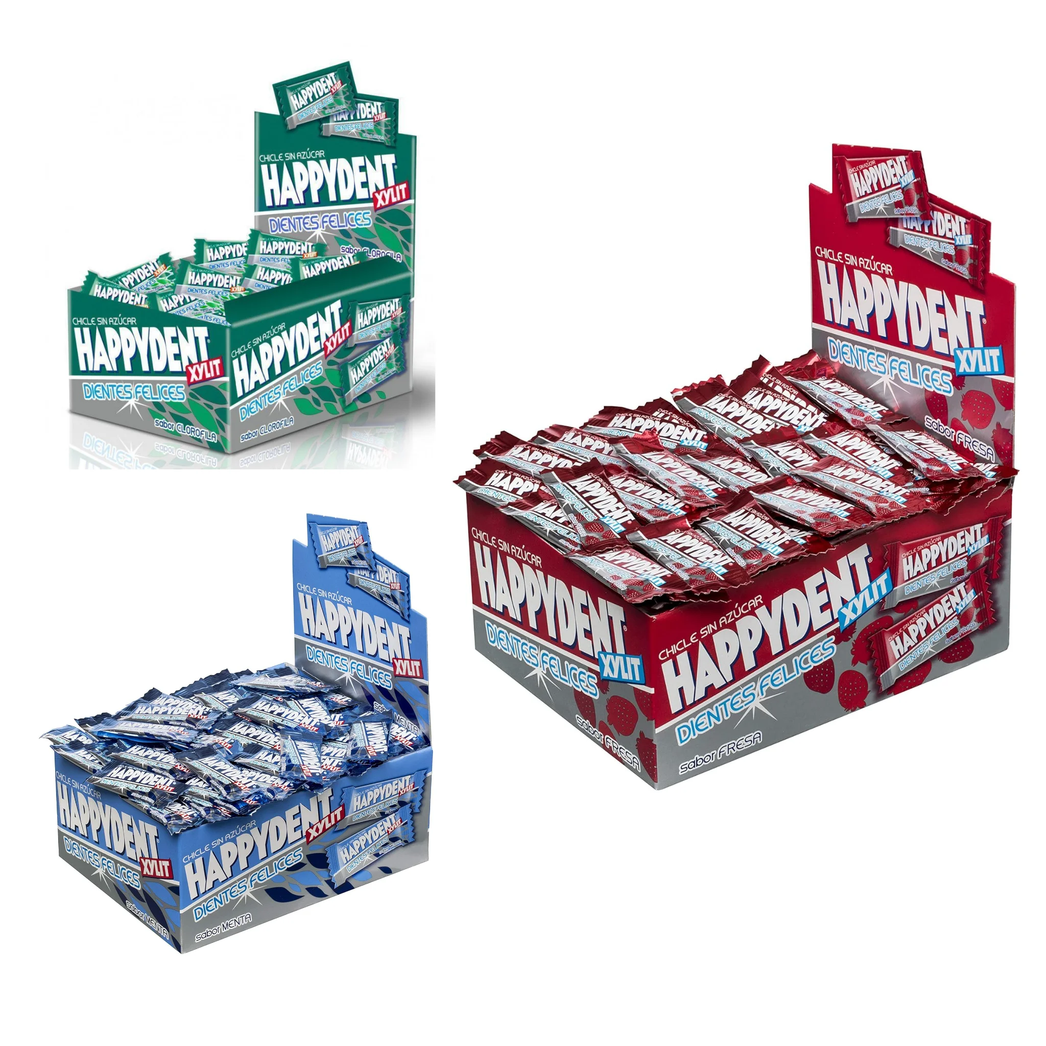 Chicles Happydent Sabores Surtidos - Chicle Happydent 200 Uniades - Chicles Fresa - Menta - Clorofila