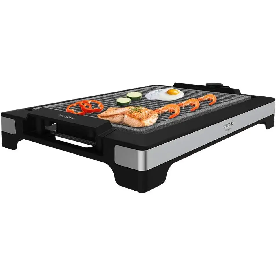 Cecotec Plancha de asar eléctrica Tasty&Grill 2000 Inox LineStone. Potencia 2000 W