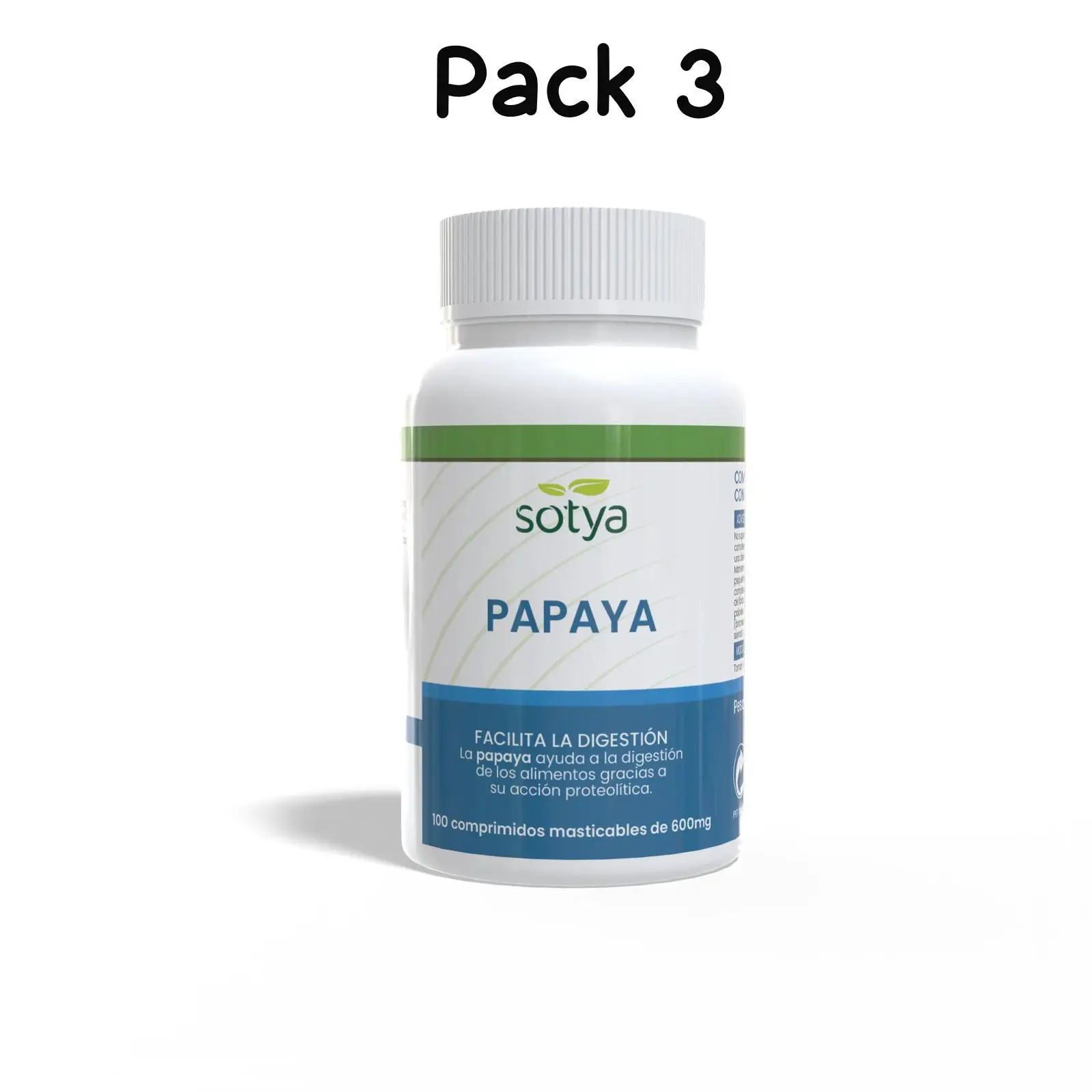 Pack 3 Papaya 100 Comprimidos masticables de 600mg sotya