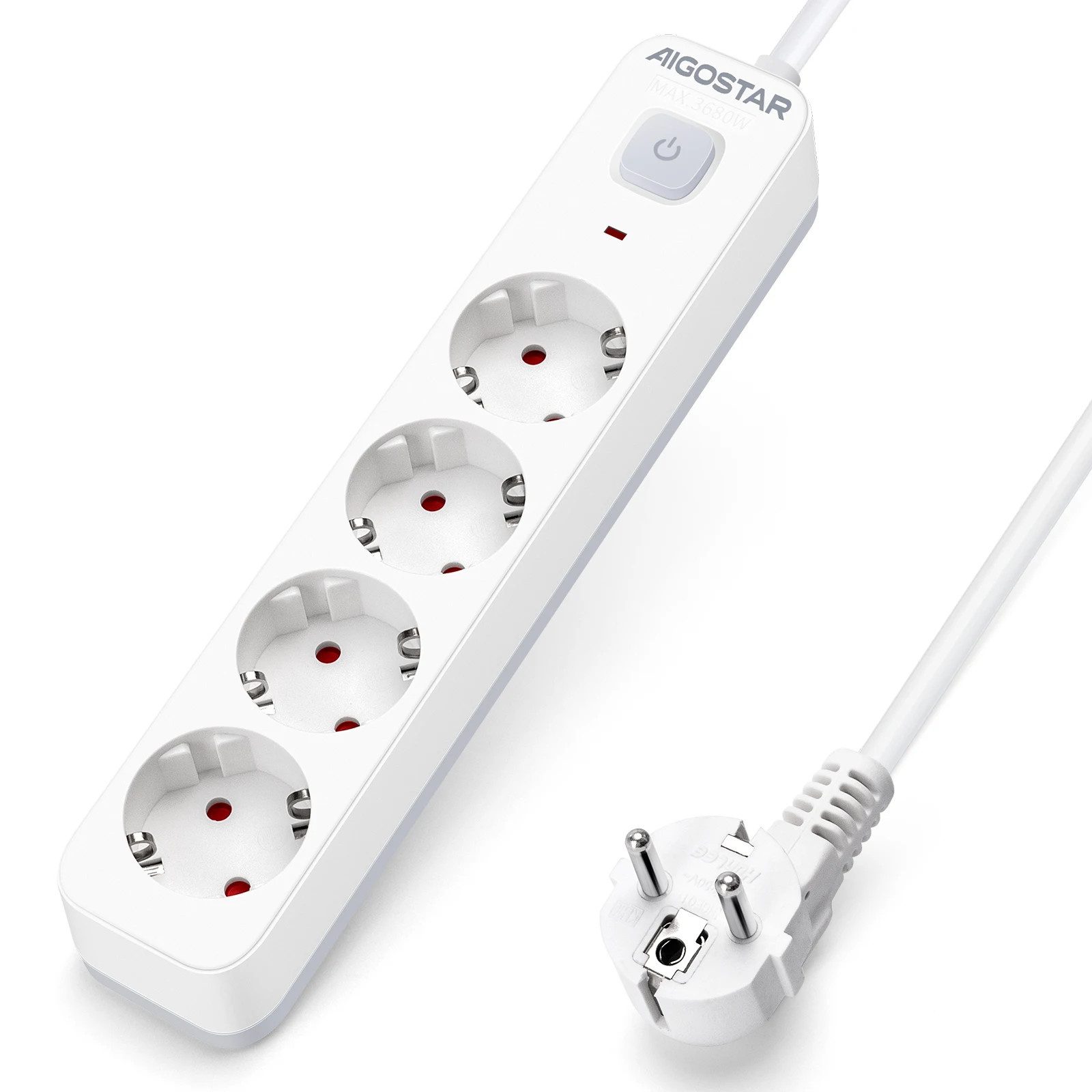 Aigostar Regleta Enchufes, Alargador Enchufe de 2/3/4/5/6 Enchufes con Interruptor, Cable de 3/5 Metros, Blanco