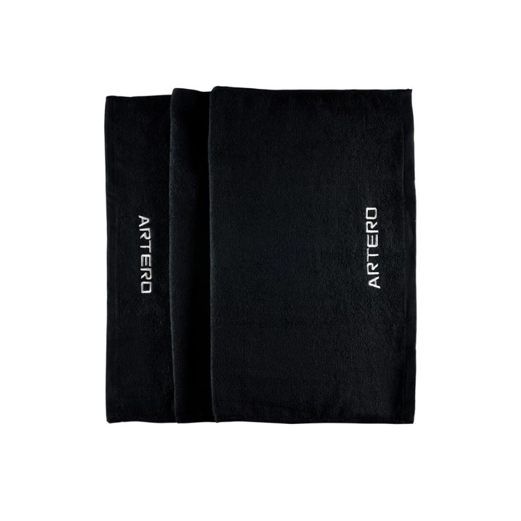 ARTERO - Toalla (50x85 cm) de Algodón Rectangular color Negro con Logo Bordado en Blanco para Perros y Gatos