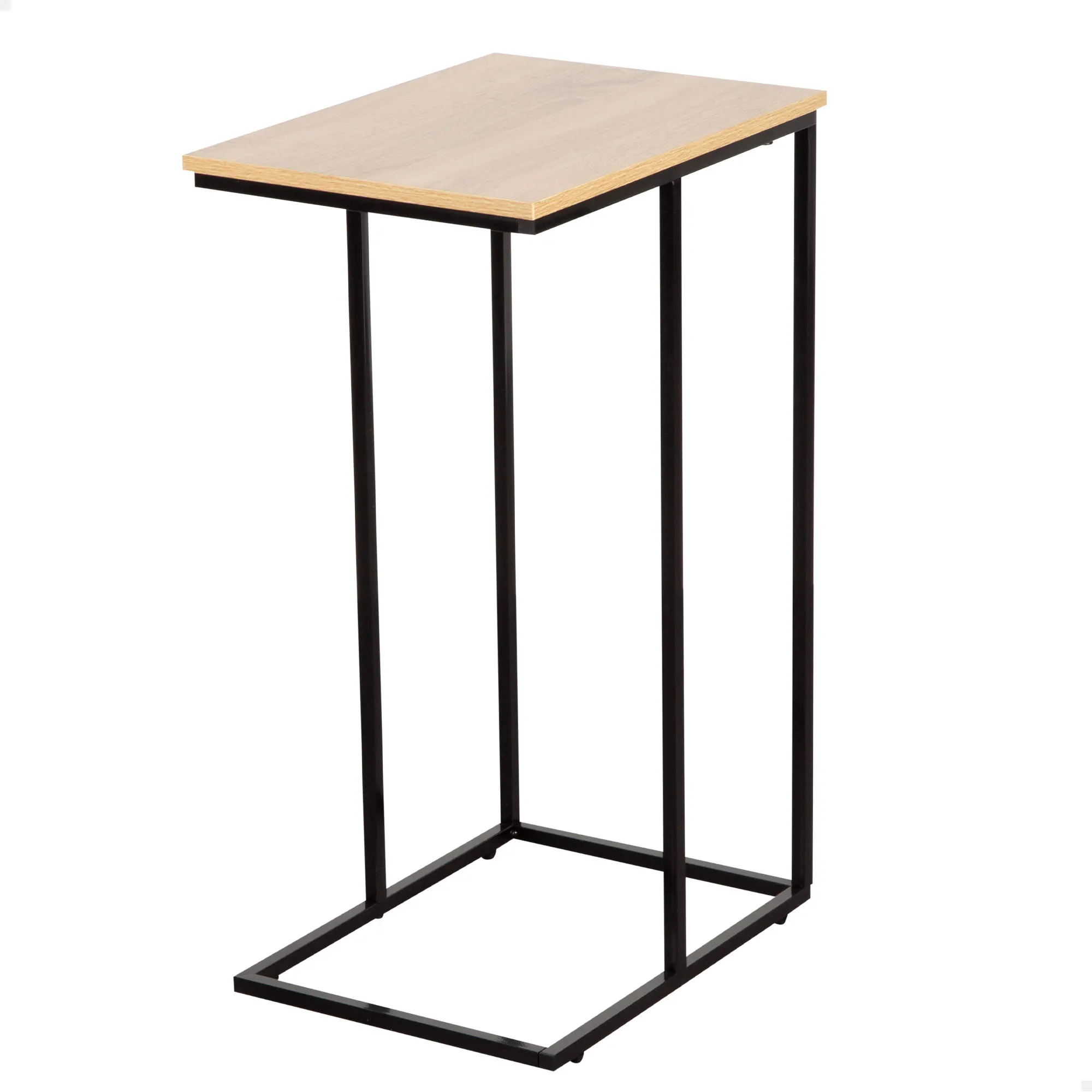 Max Home - Mesa auxiliar en forma de C, de madera y acero, 40x30x66 cm, soporta hasta 6 kg, forma