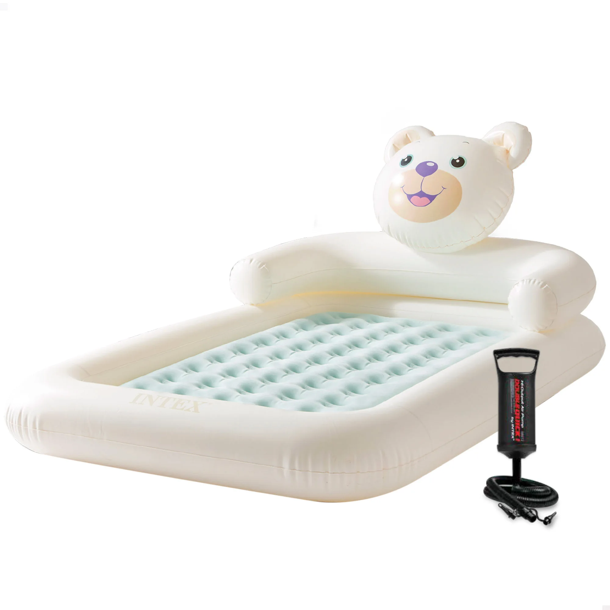 Colchón hinchable INTEX infantil con diseño de osito, Para niños de 3 a 6 años, superficie suave y flocada, medidas 114x178cm, capacidad 1 persona