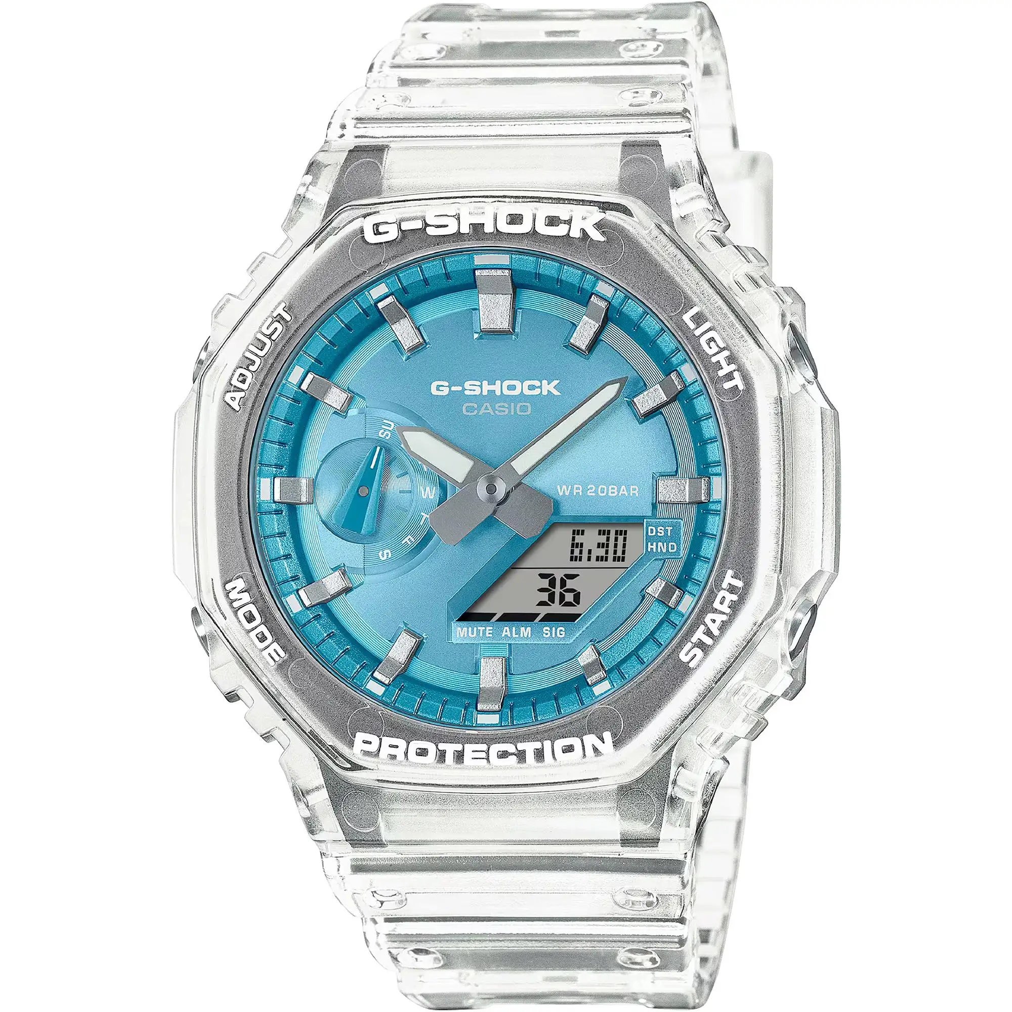 Reloj de pulsera CASIO G-Shock GA-2100 - GA-2100BM-7A2ER Correa color: Blanco Esfera Azul Luminoso Hombre