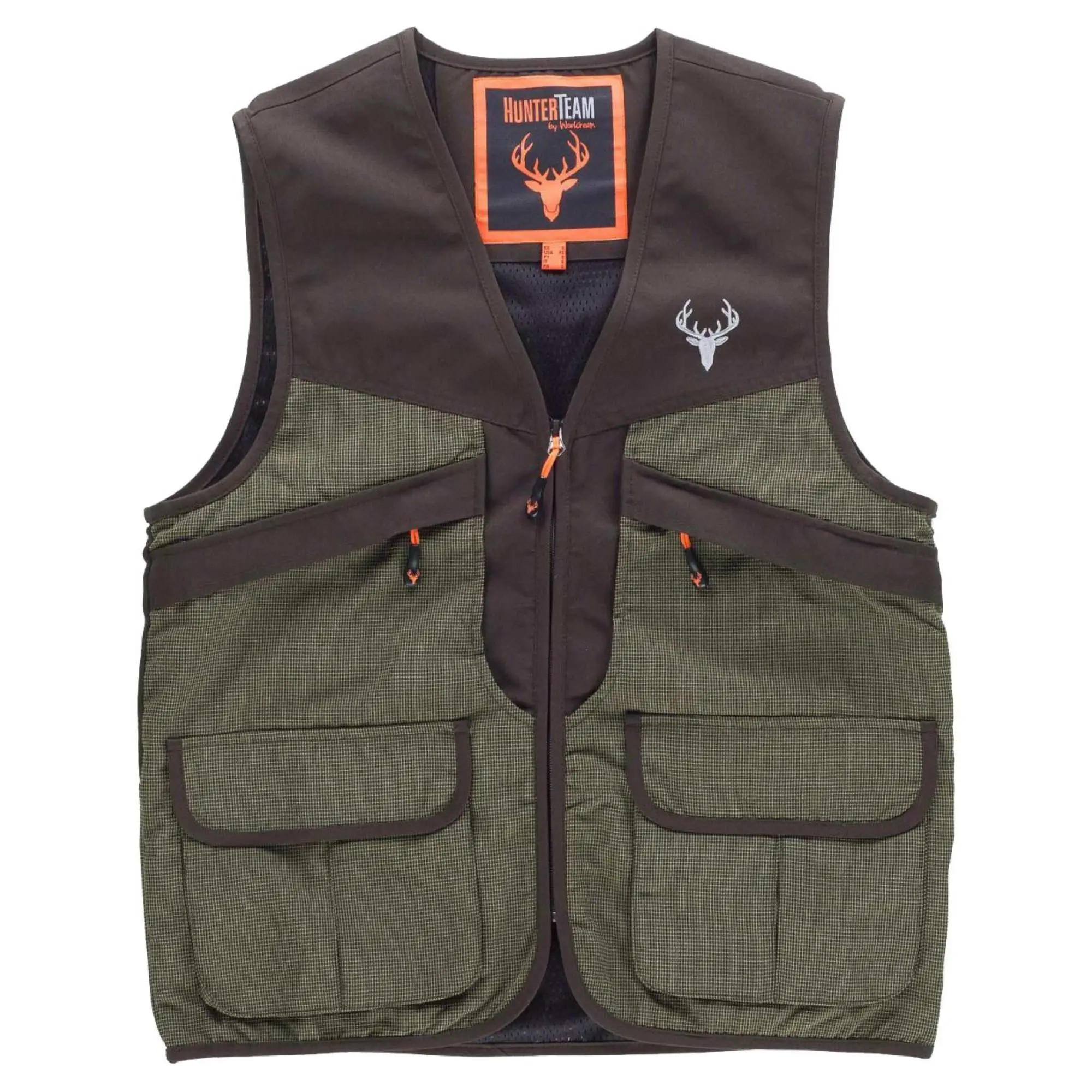 WorkTeam Chaleco Impermeable tipo Caza tejido Oxford, combinado con Ripstop anti espinos, Caza, Pesca