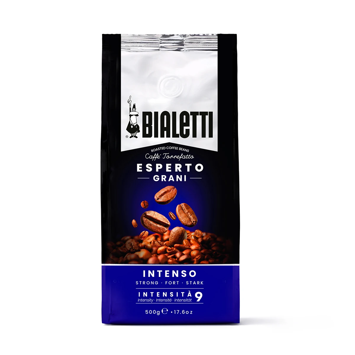 Bialetti Café en Grano - Esperto Grani Intenso, Clasico y Delicado - Café Italiano de alta calidad -  Intensidades: 5, 7, 9 -  500 gr