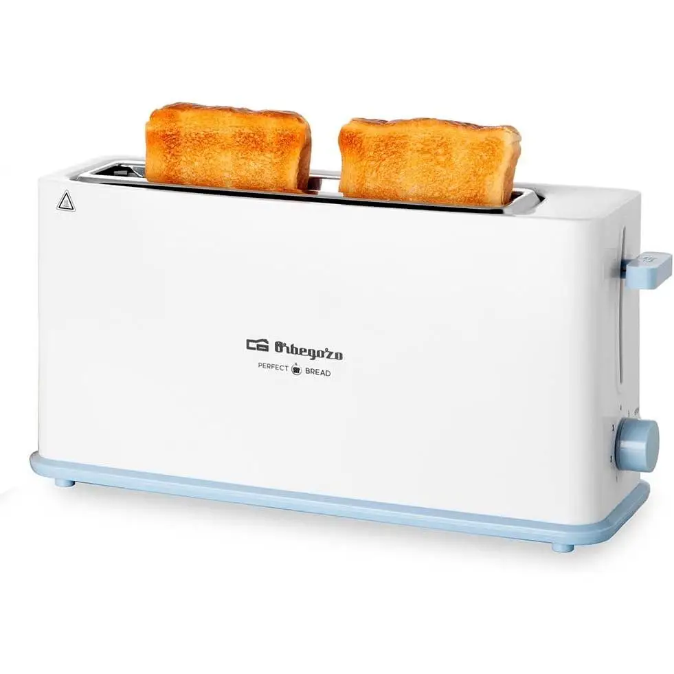 Orbegozo TO 4014 – Tostadora ranura larga, 7 niveles de tostado, carcasa tacto frío, bandeja recogemigas, calienta panecillos, parada rápida, 850 W
