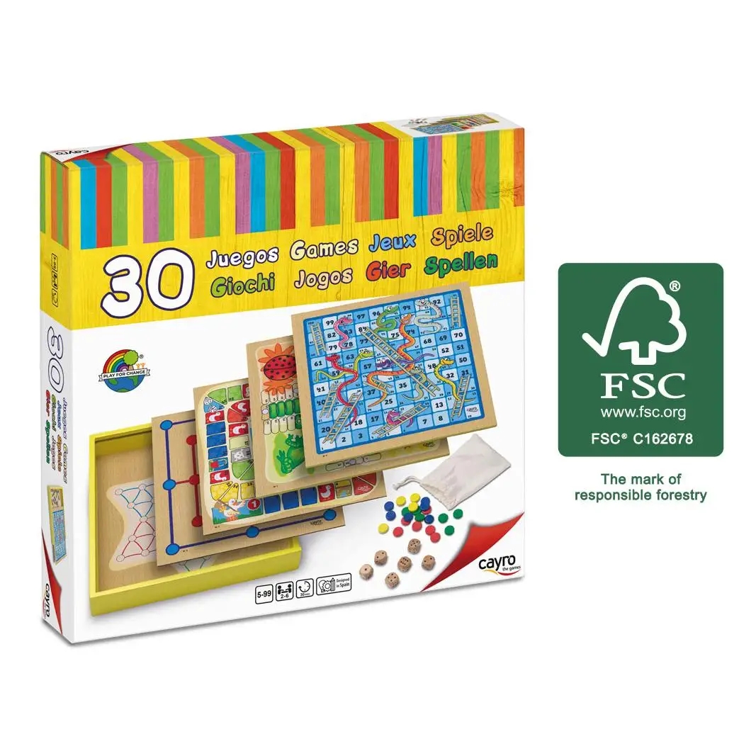 Cayro Pack Of 30 Classic Wooden Games 830 - Family Board Game Set With Wooden Components For Ages 6+, Includes Timeless Games Like Checkers And Ludo, Perfect For Family Entertainment And Gatherings. - Imagen 3