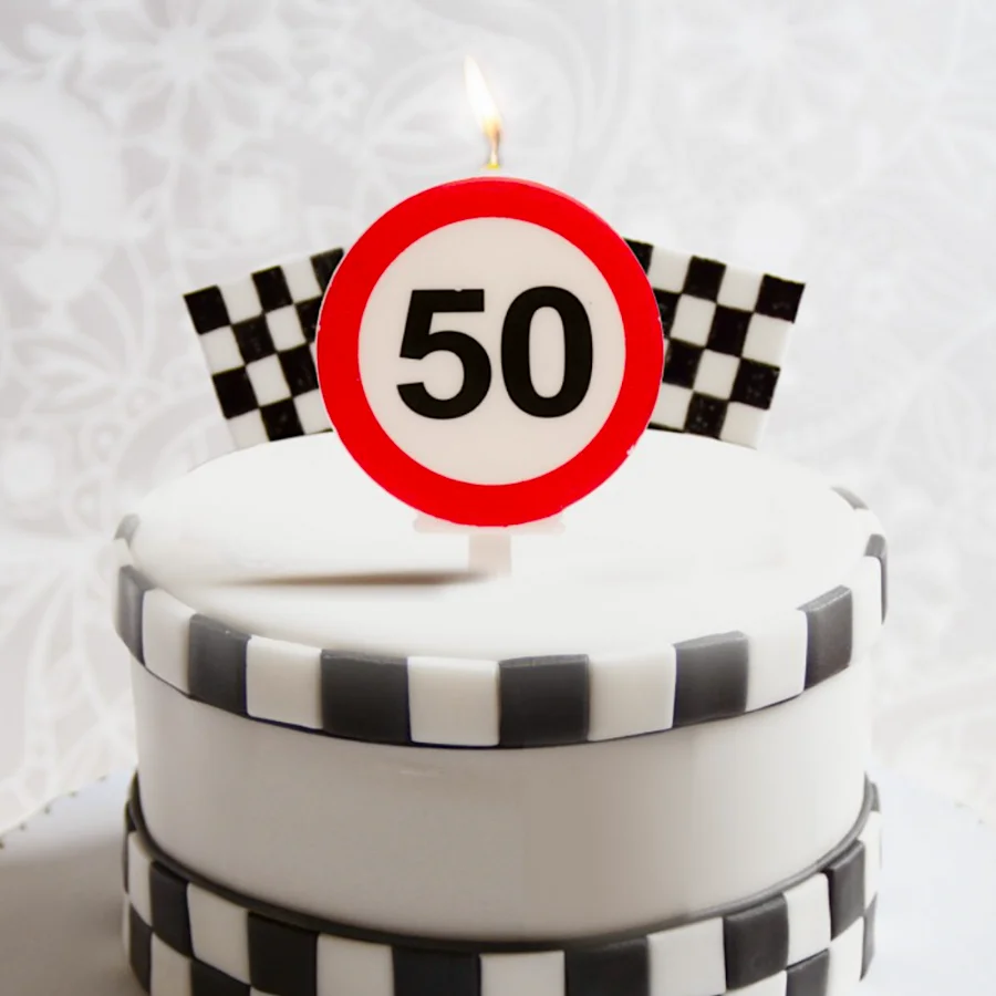 50 Birthday Sign Forbidden 6,3 CM Candle-Plastic Wax-Fragrance-Lead Free Wick