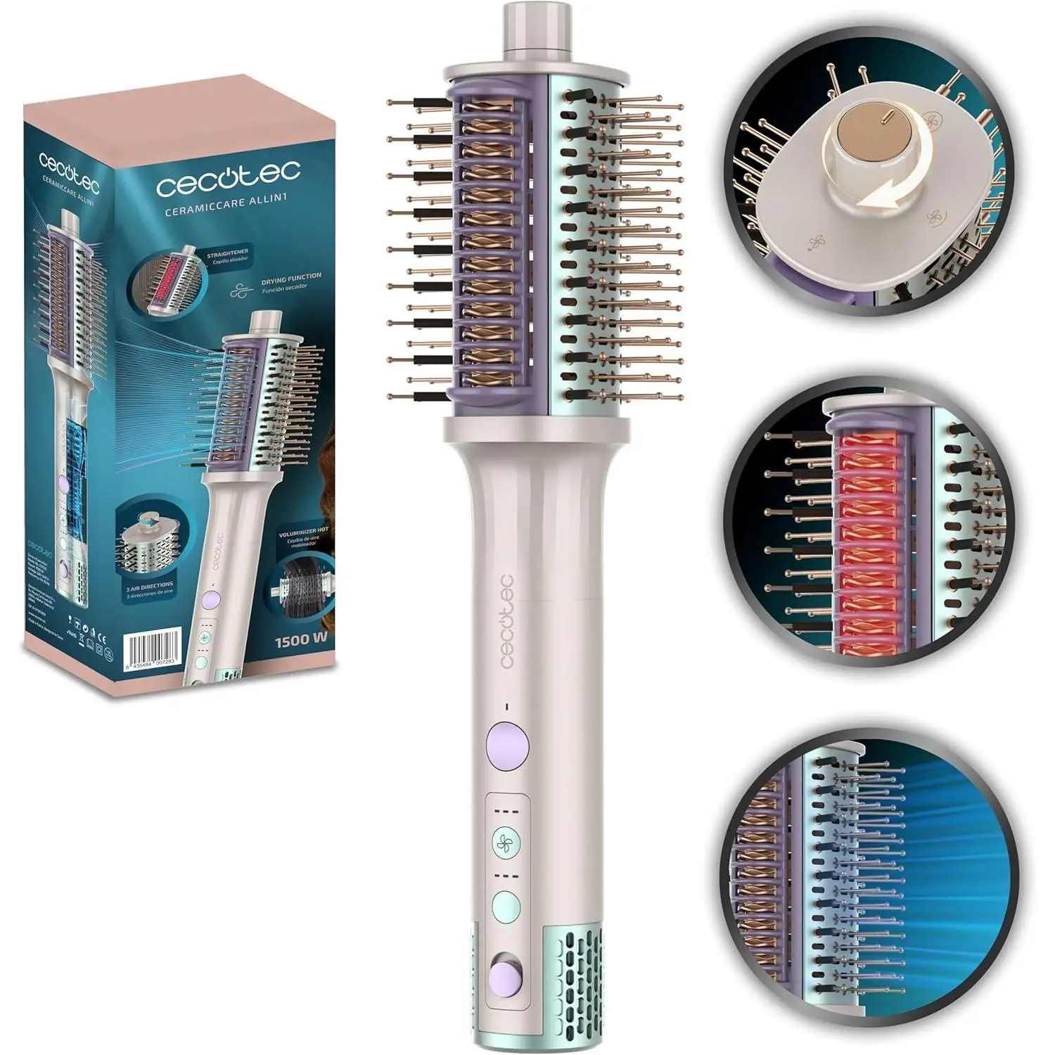 Cecotec Cepillo de Aire Multifunción Moldeador Alisador CeramicCare Allin1