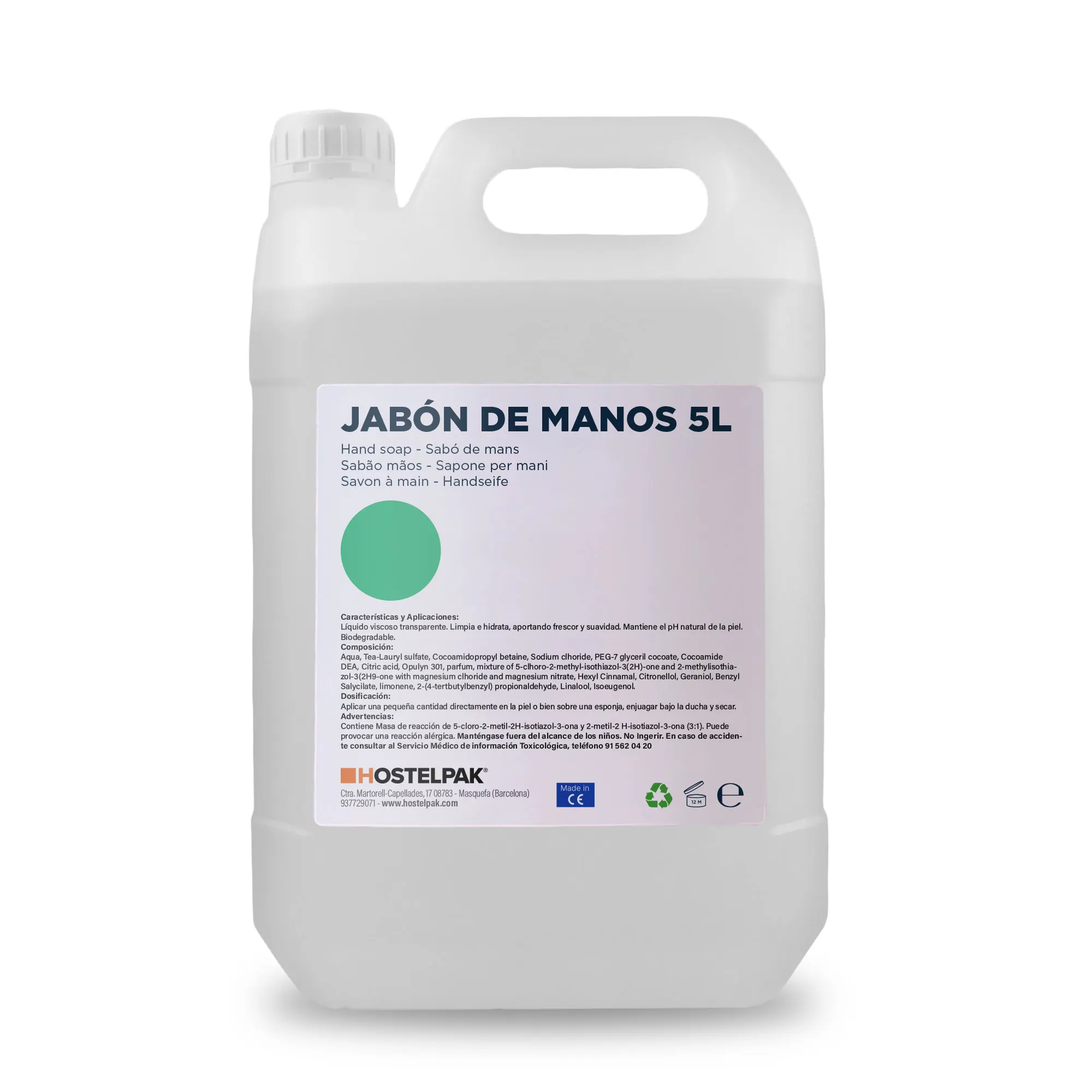 Hostelpak  5 l  Jabón de manos Colección EcoStay  Amenities hotel