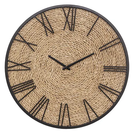 Reloj Nico diám. 50 cm metal y paja