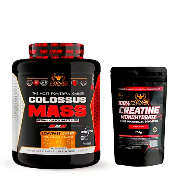 King Nutrition Gainer Colossus Mass 3Kg proteina creatina carbohidratos + 200g de creatine monohydrate