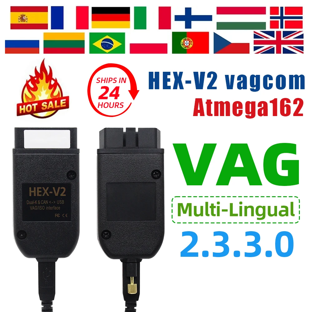 Auto diagnostic tool VCDS VAGCOM VCDSCAN HEX V2 upgrade 23.3.3 for VW AUDI Skoda Seat Multi Language 2024