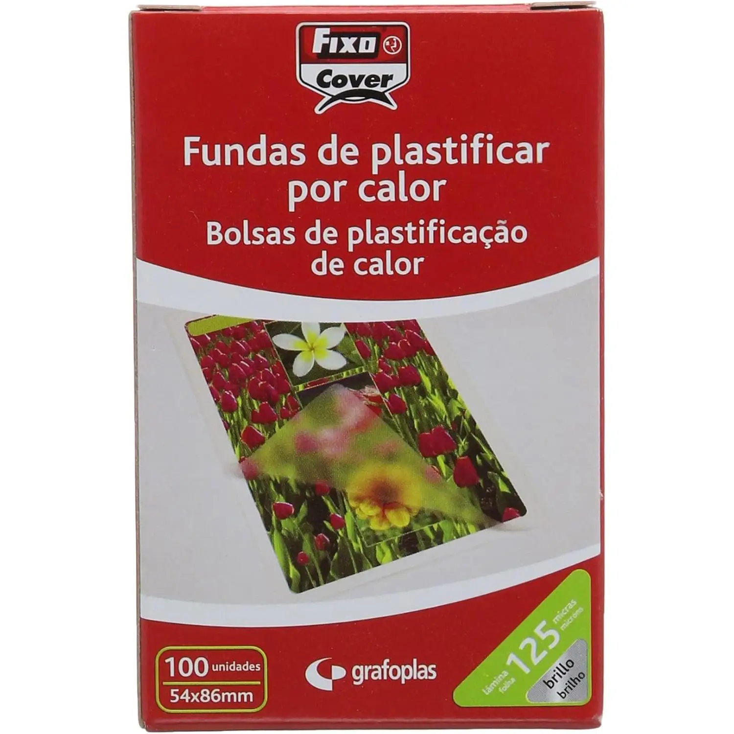 Grafoplás fundas de plastificar fixocover 54x86mm pp 125 micras brillo - caja de 100