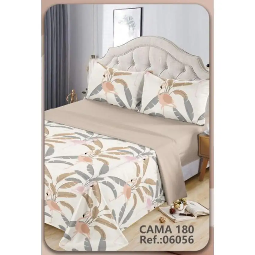 Juego de sábanas 4 piezas cama 135cm/150cm/180cm Estampado animal flamenco Color primavera - verano
