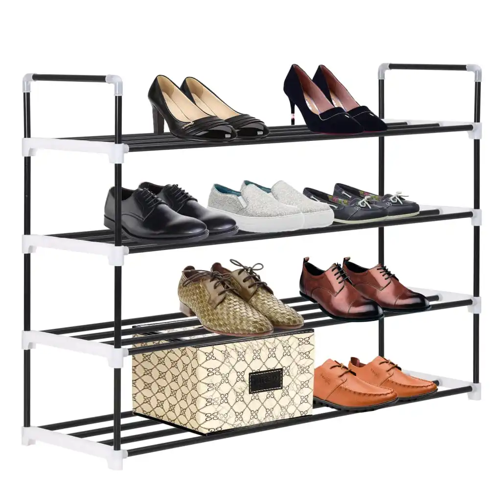 VidaXL Shoemaker 4 shelves tubular structure black 74x91x29 cm