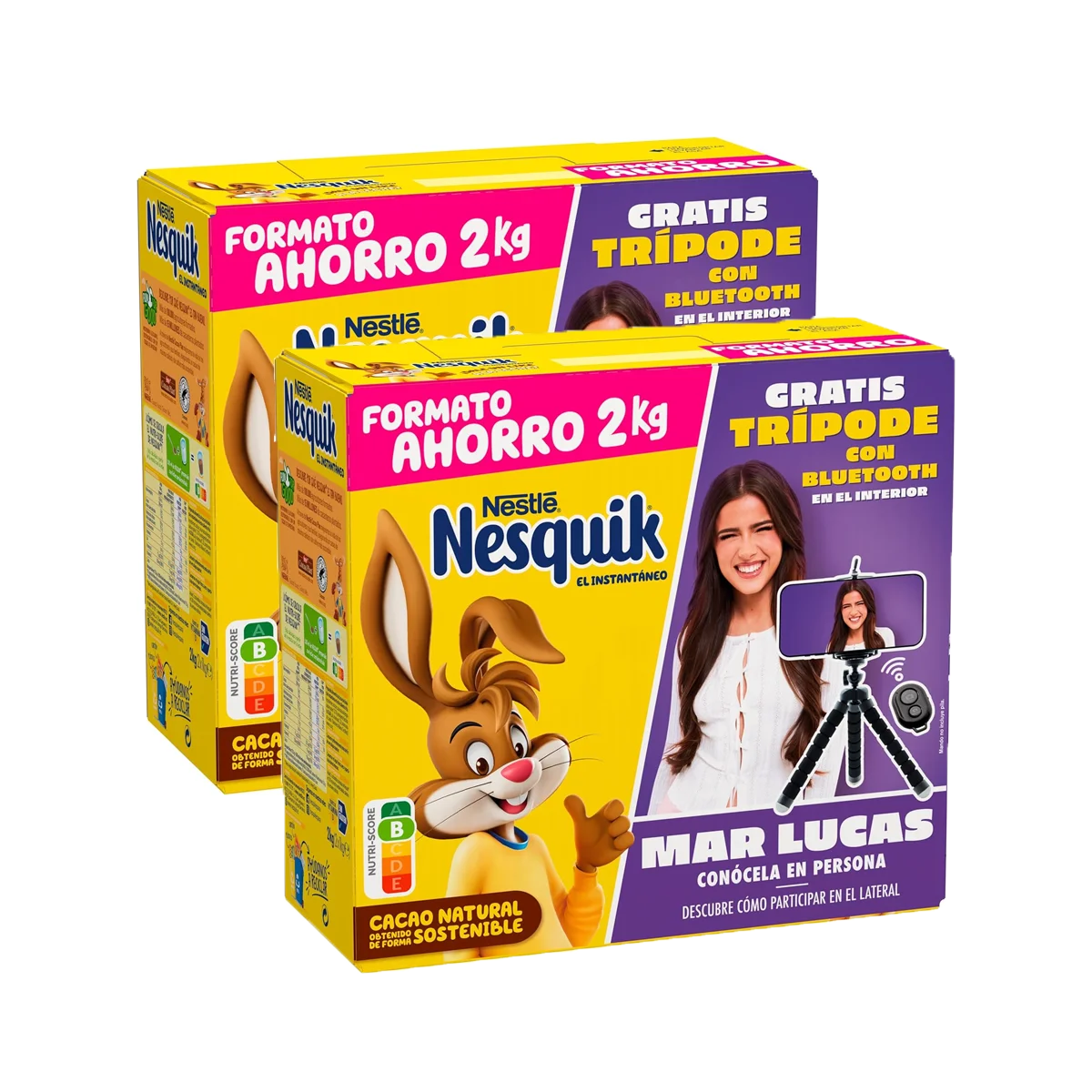 Nesquik Cacao Instantáneo Sin Gluten - 2 cajas de 2Kg+regalo