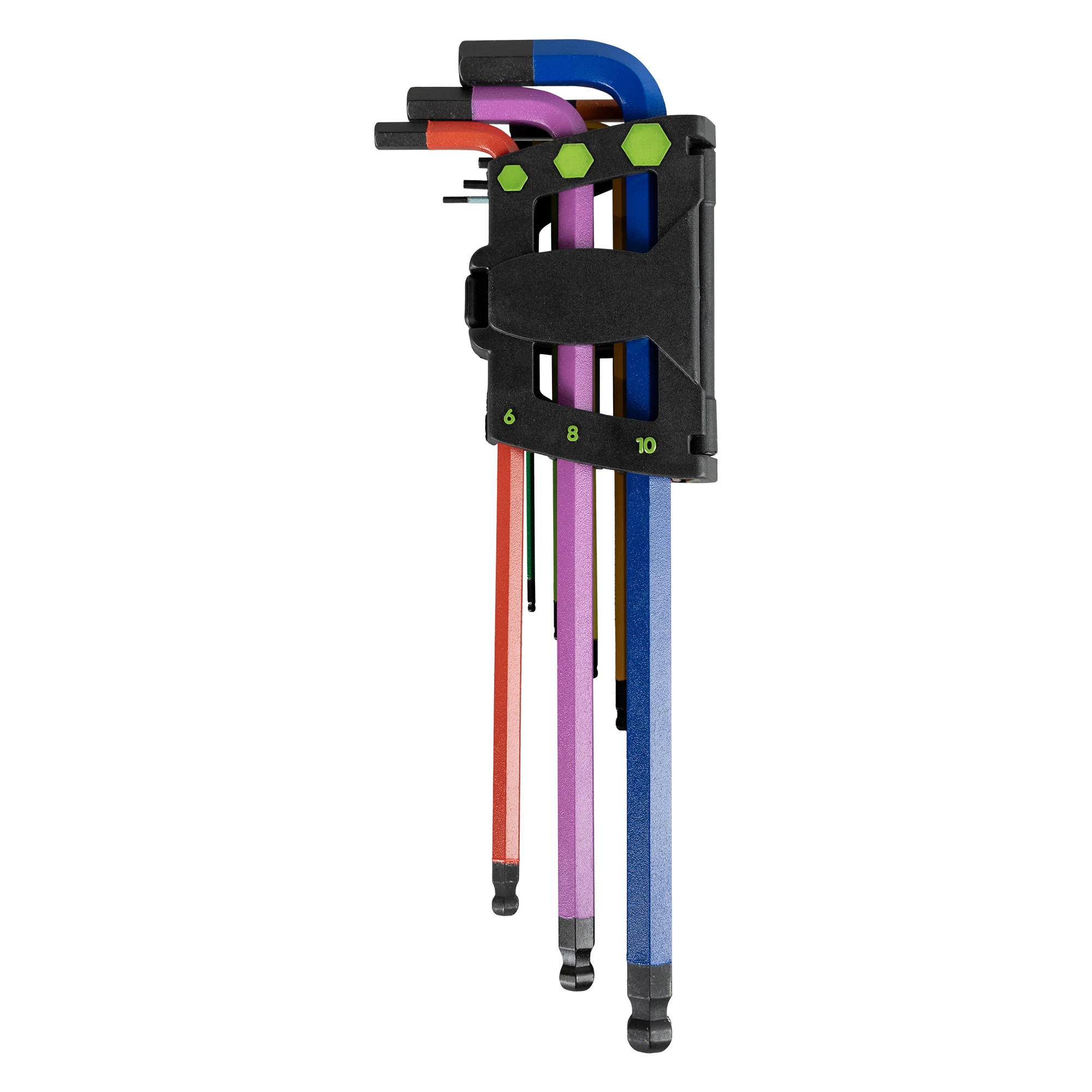 Be 9 colorful allen keys with extra long round tip JBM