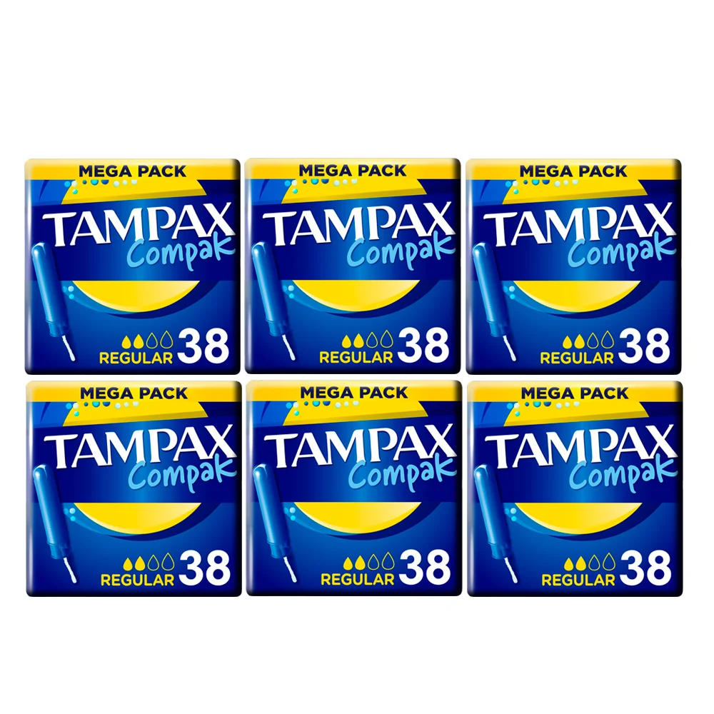 Tampax Compak Regular Tampones Con Aplicador, Protección Y Comodidad Durante Tu Periodo | 6x38 Unidades