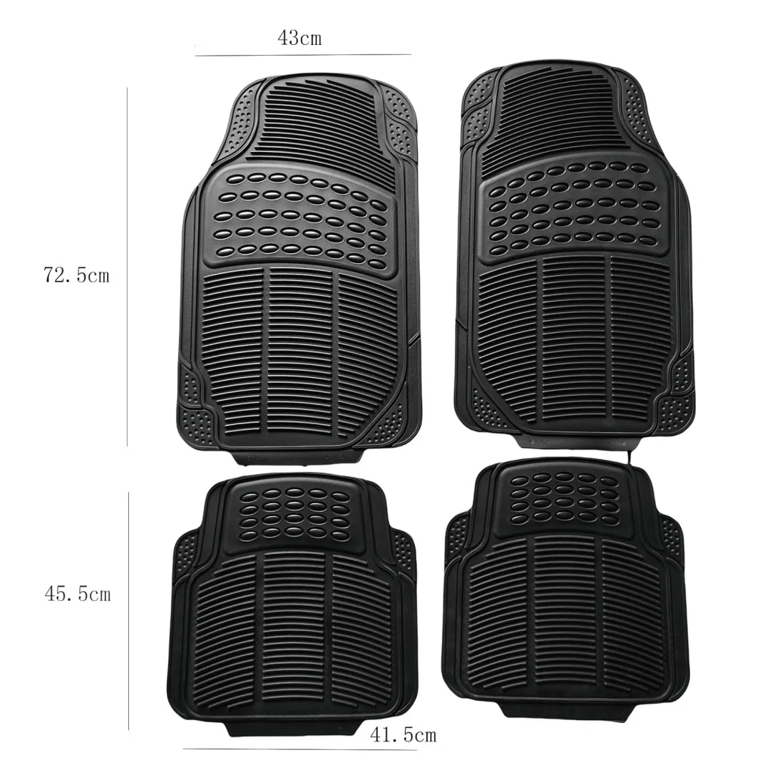 X-Set of 4 Rubber Car Mats, Universal Fit, Non-Slip Design for Front and Rear, Durable and Easy to Clean, Perfect Protection from Dirt and Wear, Ideal for All Vehicle Models.