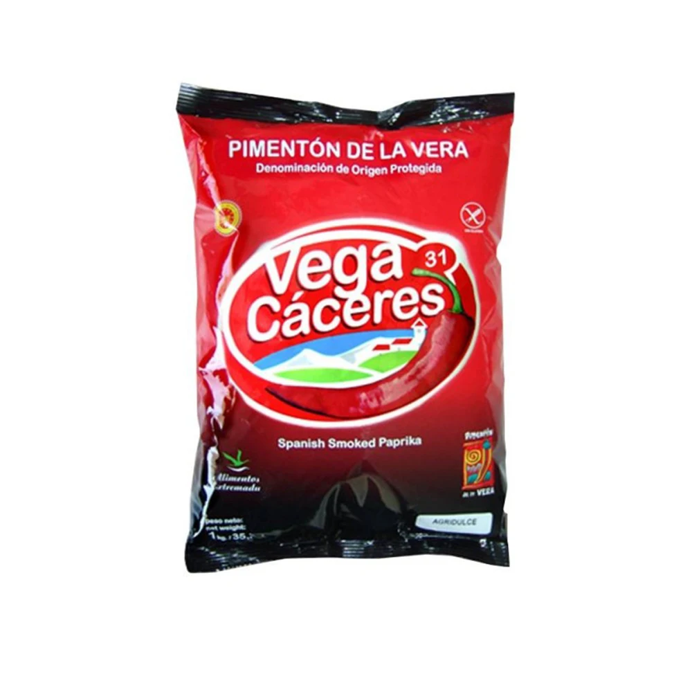 Pimentón de la Vera Ahumado Variedad Agridulce Bolsa de 1 kg Condimento Sin Gluten Formato Ahorro