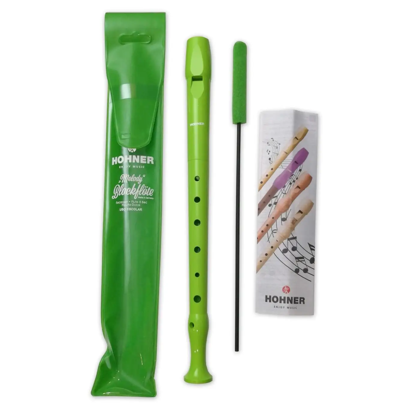 Light Green Hohner School Flute with Case and Cleaner-Sweet Flute