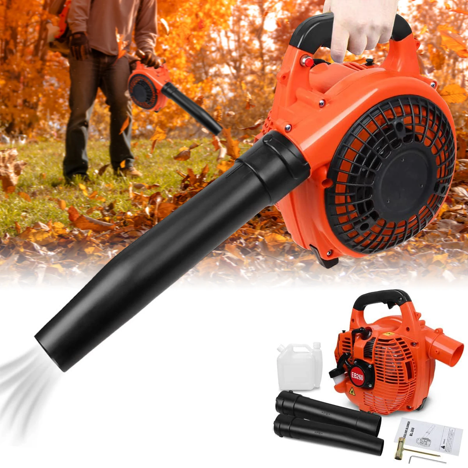 62scalp gas blower 750W 2 stroke engine 0.65 L 25:1 fuel 25.4 CC 0 13 m3/s-275.45 CFM 2800-7500 rpm leaf blower garden lawn snow plow