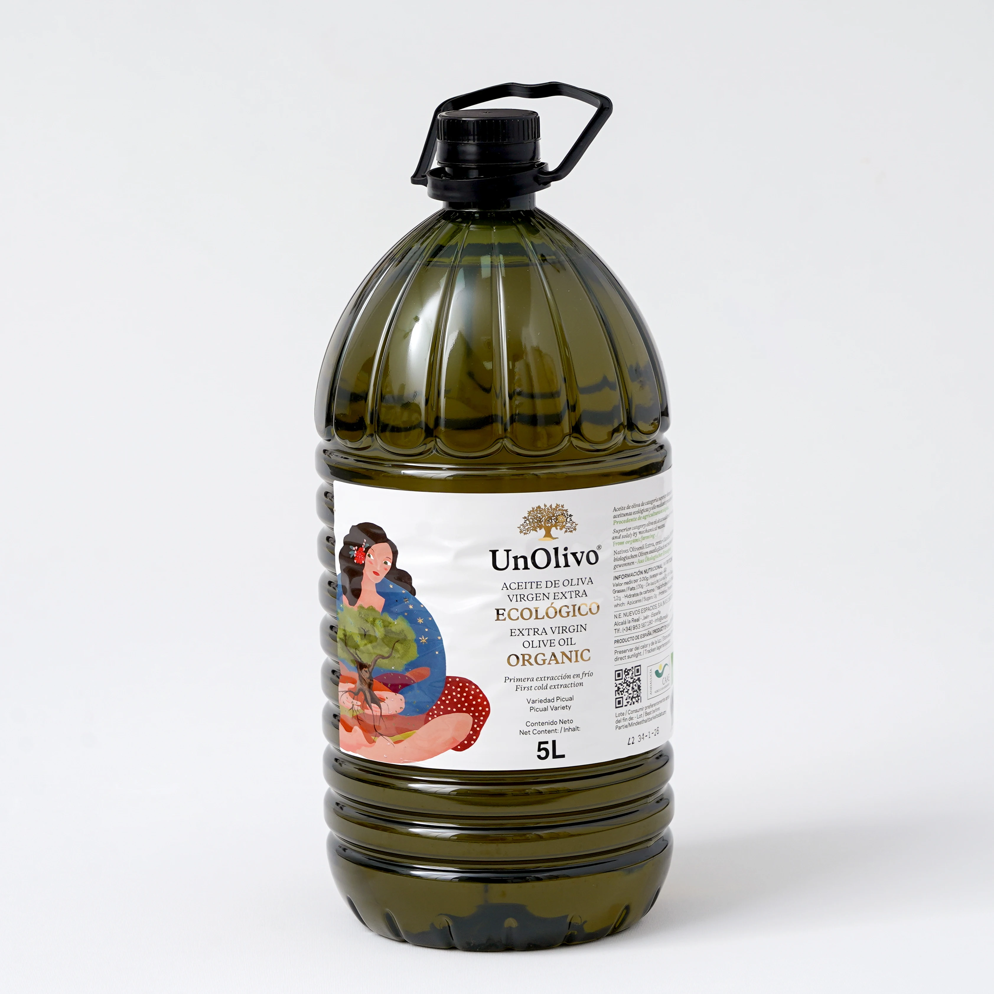 Un Olivo Aceite de Oliva Virgen Extra Ecológico Picual 5L Procedencia Familiar