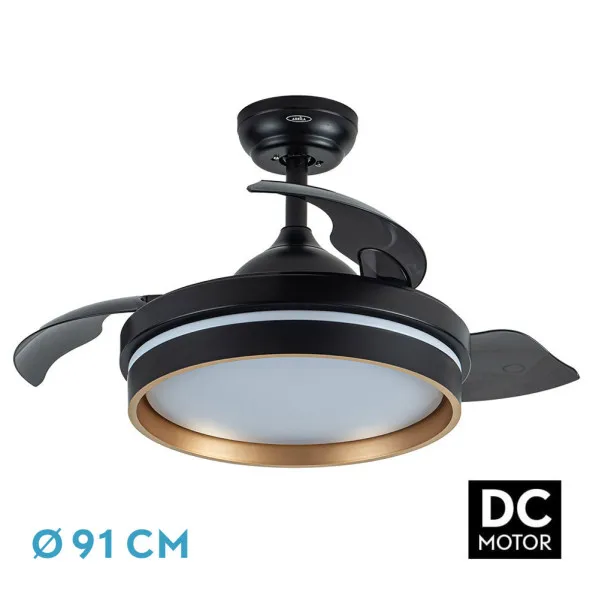 FABRILAMP Ventilador DC NALON Negro/Oro 6 Velocidades 4800lm