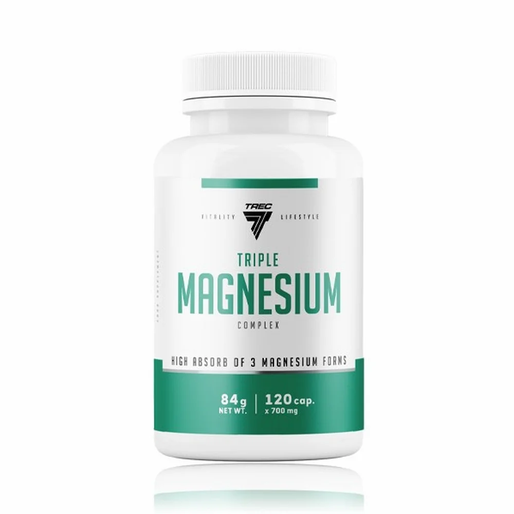 Magnesio Triple Complex  120 Cápsulas de 700mg  Apoyo al Sistema Nervioso  Reducción de Cansancio  Mejora de la Función Muscular  TREC NUTRITION