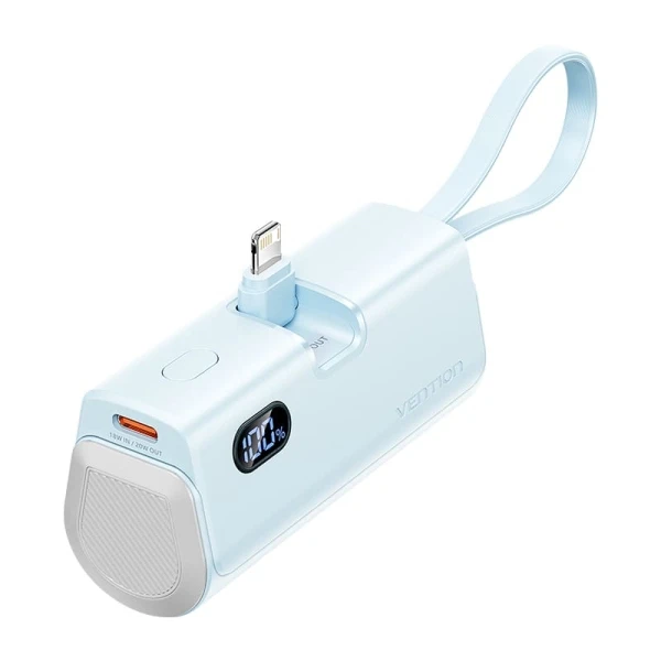 Vention powerbank 4800mah - lightning - carga rápida 22.5w - conector plegable - color azul