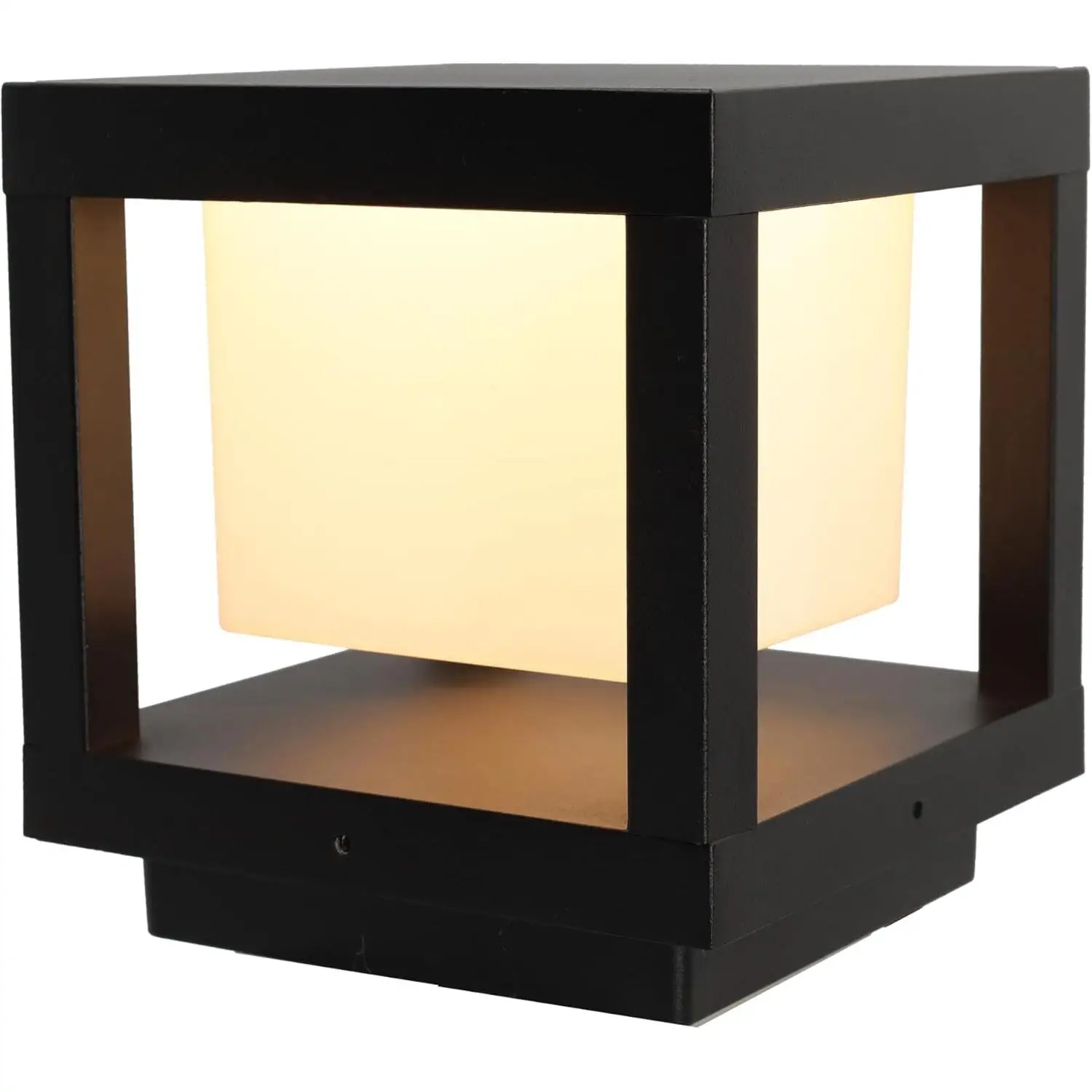 Jandei - Lámpara LED Exterior Cuadrada 16W, 3000K Tono Luz Cálida, IP65 Resistente al Agua y Polvo, 240V, Cubo Negro Iluminado para Jardín o Terraza