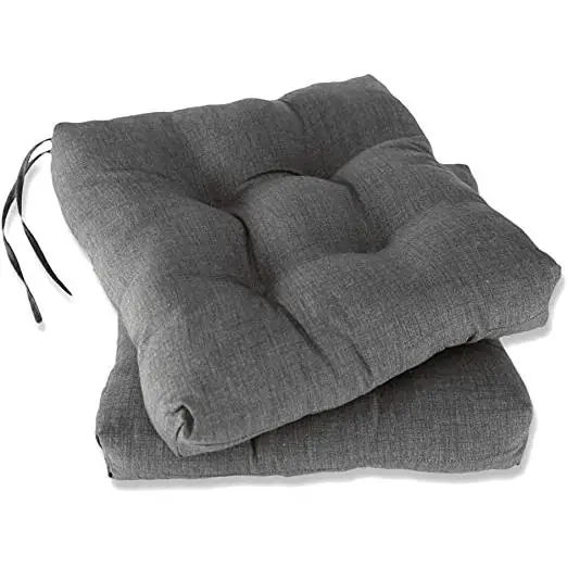 REINO MANSIDI - Cojín de silla gris 40x40x7 cm de tejido estampado 45% poliéster y 55% algodón con relleno de fibra hueca, para salón, comedor y terraza