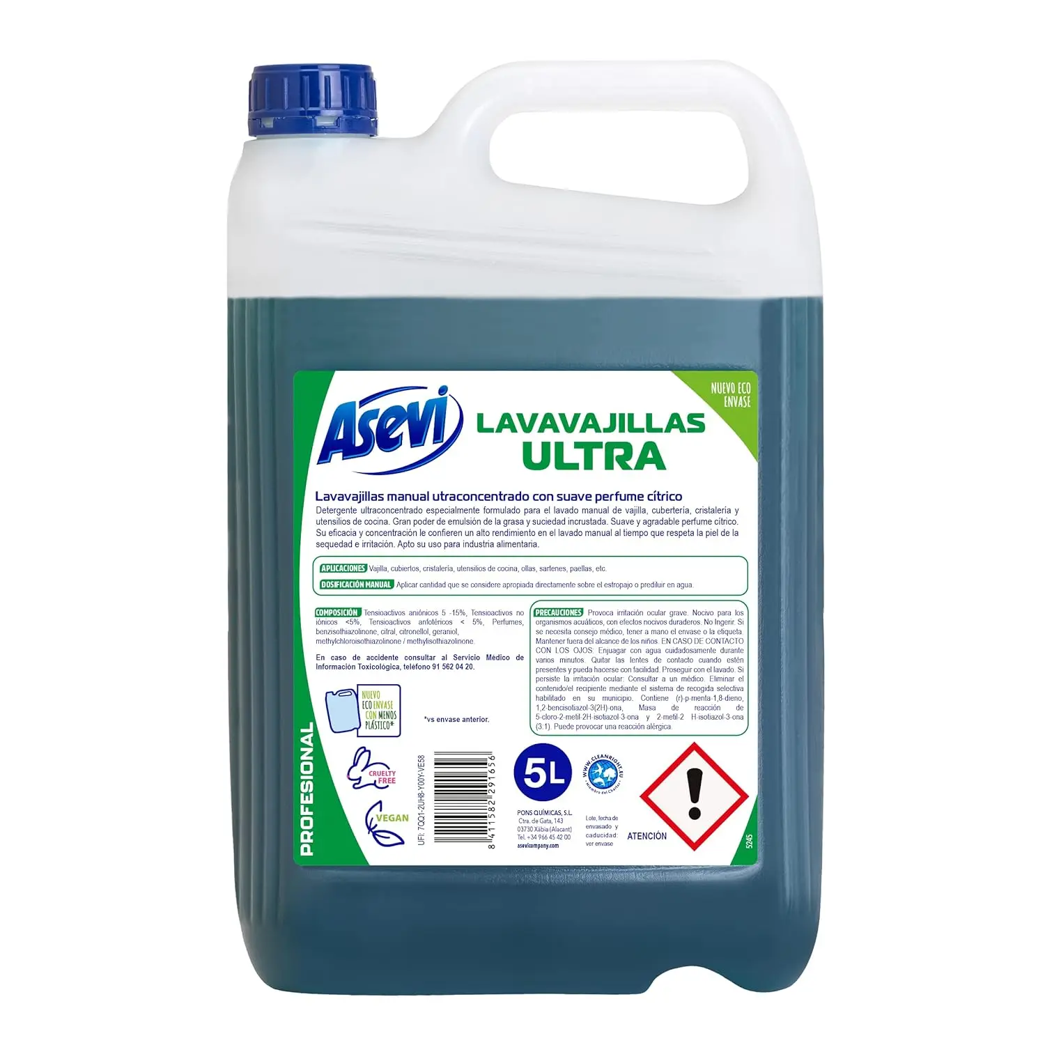 Lavavajillas Asevi Profesional 5 Litros - Lavavajillas Manual Asevi Aroma Citrico